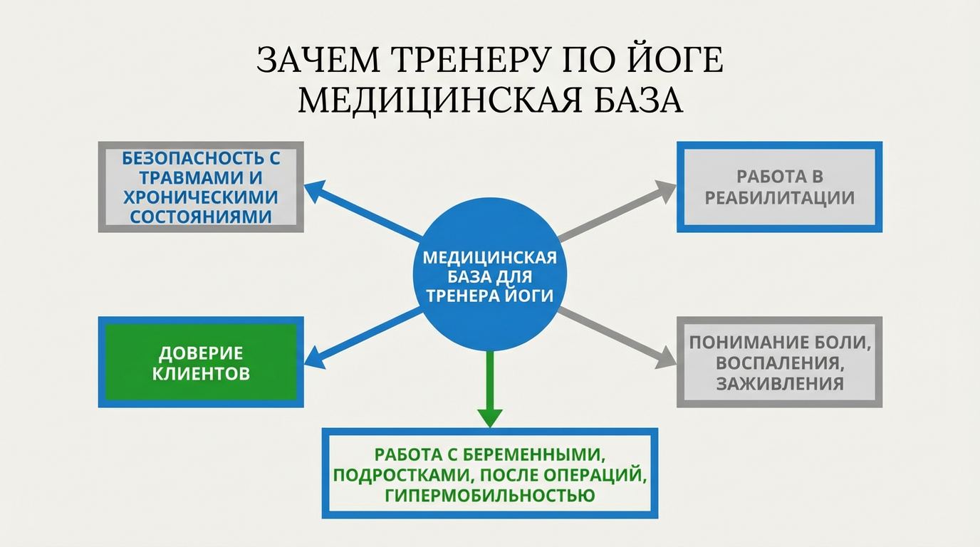 Зачем тренеру по йоге медицинская база